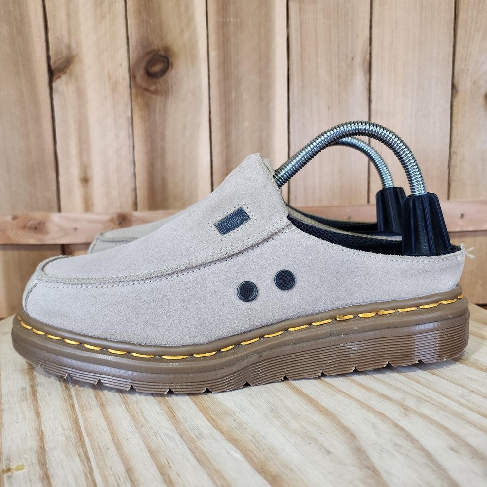 Dr. Martens Shoes Mens 8 Beige Suede Mule Clogs Slip On Made In England Comfort